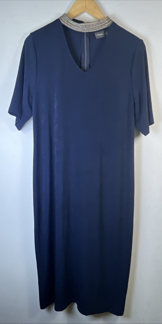 Travelers Chico's 2 large black Keyhole Neck Gold Braid Trim Chicos Large gothic